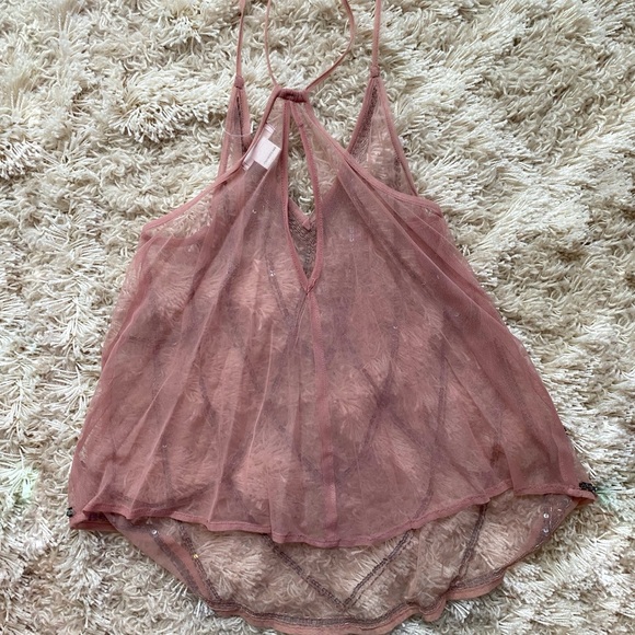 EUC Sequin Sheer Pink Shift Tank - Picture 3 of 4